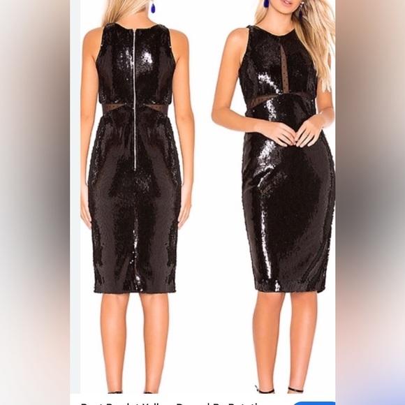 Bardot Black Sequin Bodycon Cocktail Dress | Size 6 Small | NYE Party Glam - Picture 1 of 7
